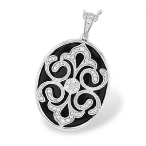 an onyx and diamond pendant from Allison-Kaufman.
