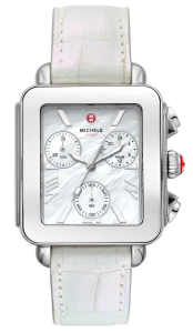 a white and silver sport deco watch by Michele