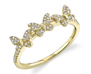 A delicate butterfly ring from Shy Creation, available at Rumanoff’s Jewelers.
