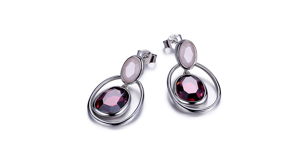 Elle Rhodium Played Drop Earrings