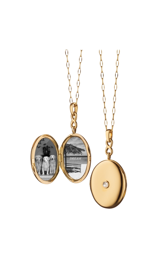 Infinity Diamond and Gold Locket Necklace in 18K Yellow Gold 43117