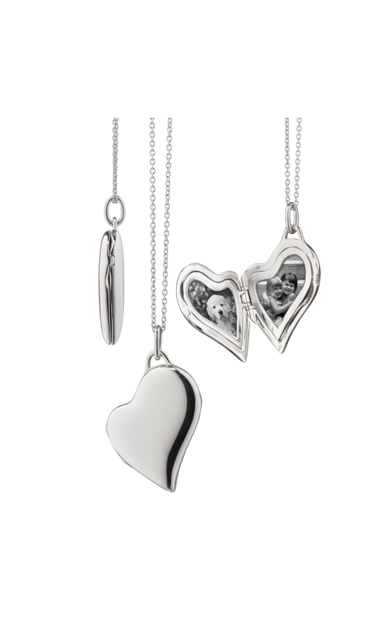 Slim Sterling Silver Heart Locket Necklace 43175