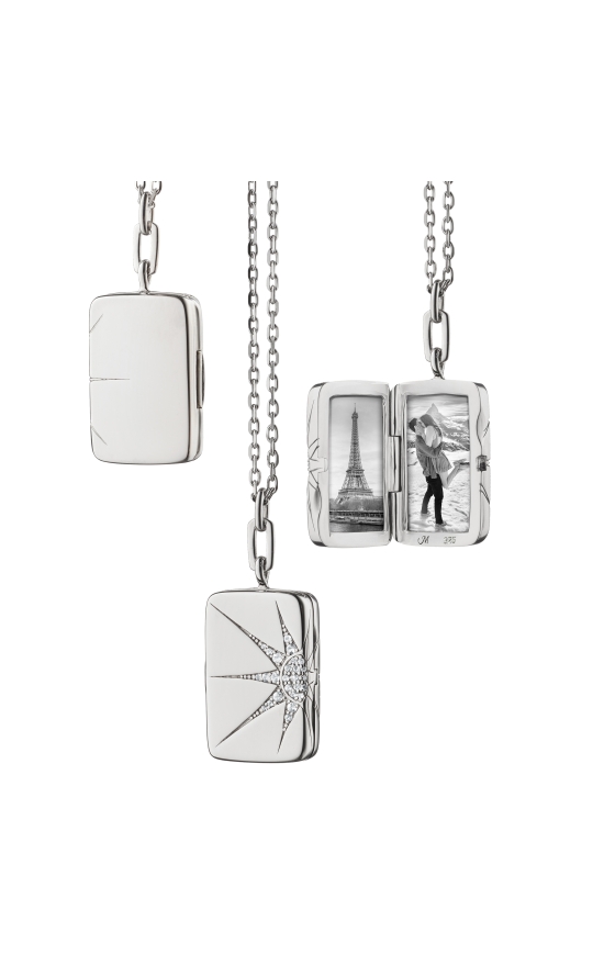 Sun and Star Locket in Sterling Silver with Sapphires 44325